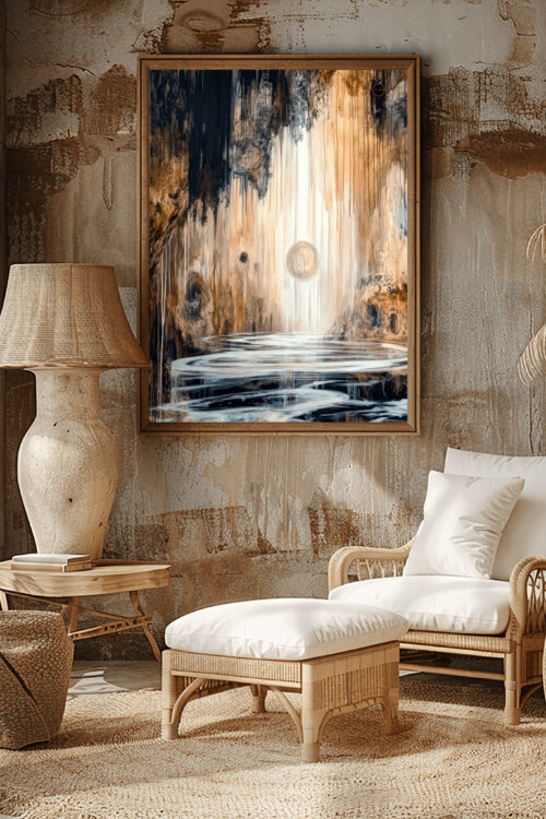 abstrakcyjne dzieło sztuki - obraz groty świateł