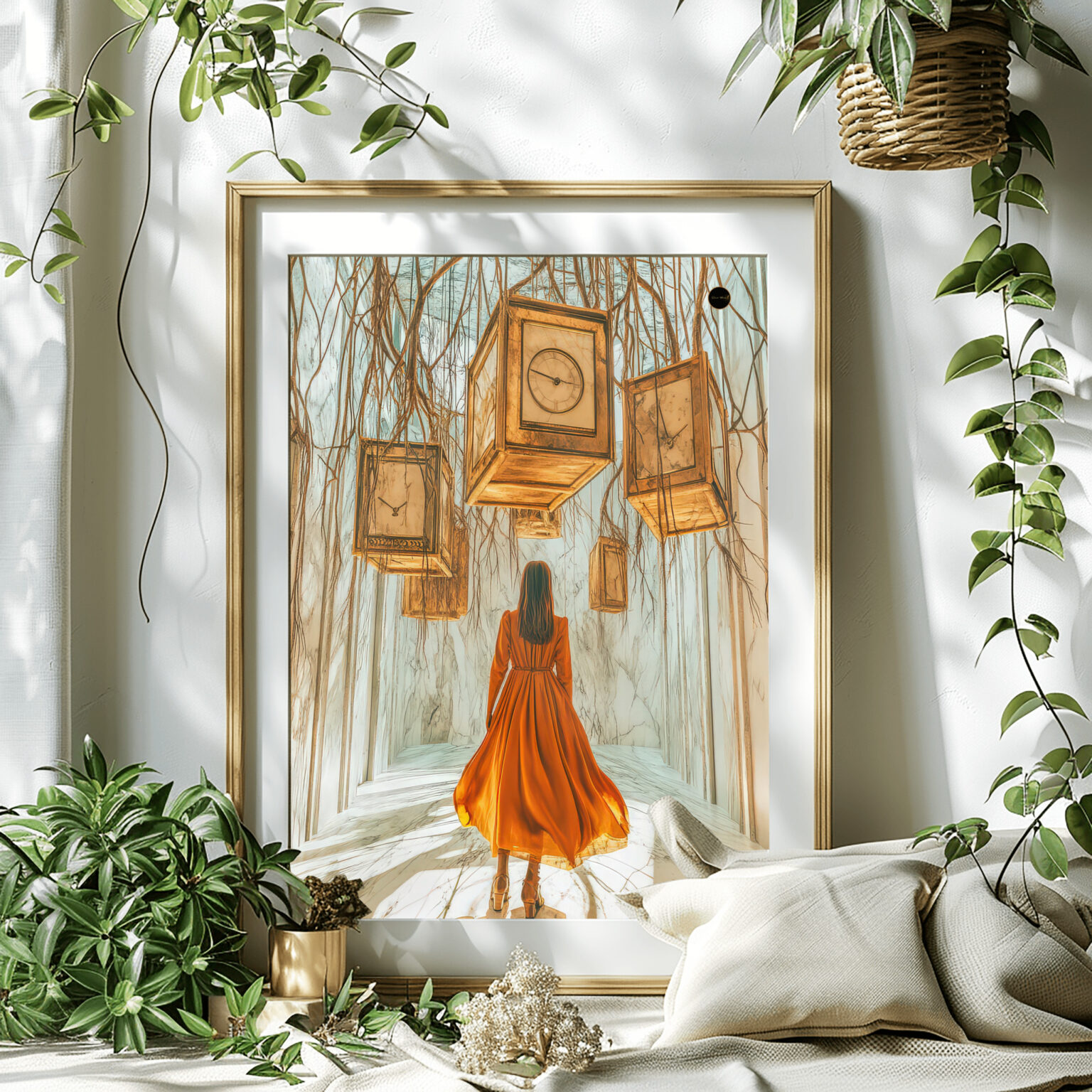 Surrealistyczny, nowoczesny obraz "ZATRZYMANY CZAS".