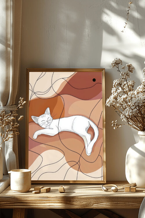 Obraz do przytulnego wnętrza z kotem- dekoracja ścienna