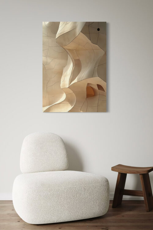 Minimalistyczny obraz abstrakcyjny w odcieniach ecru – nowoczesna dekoracja ścienna do salonu i sypialni.
